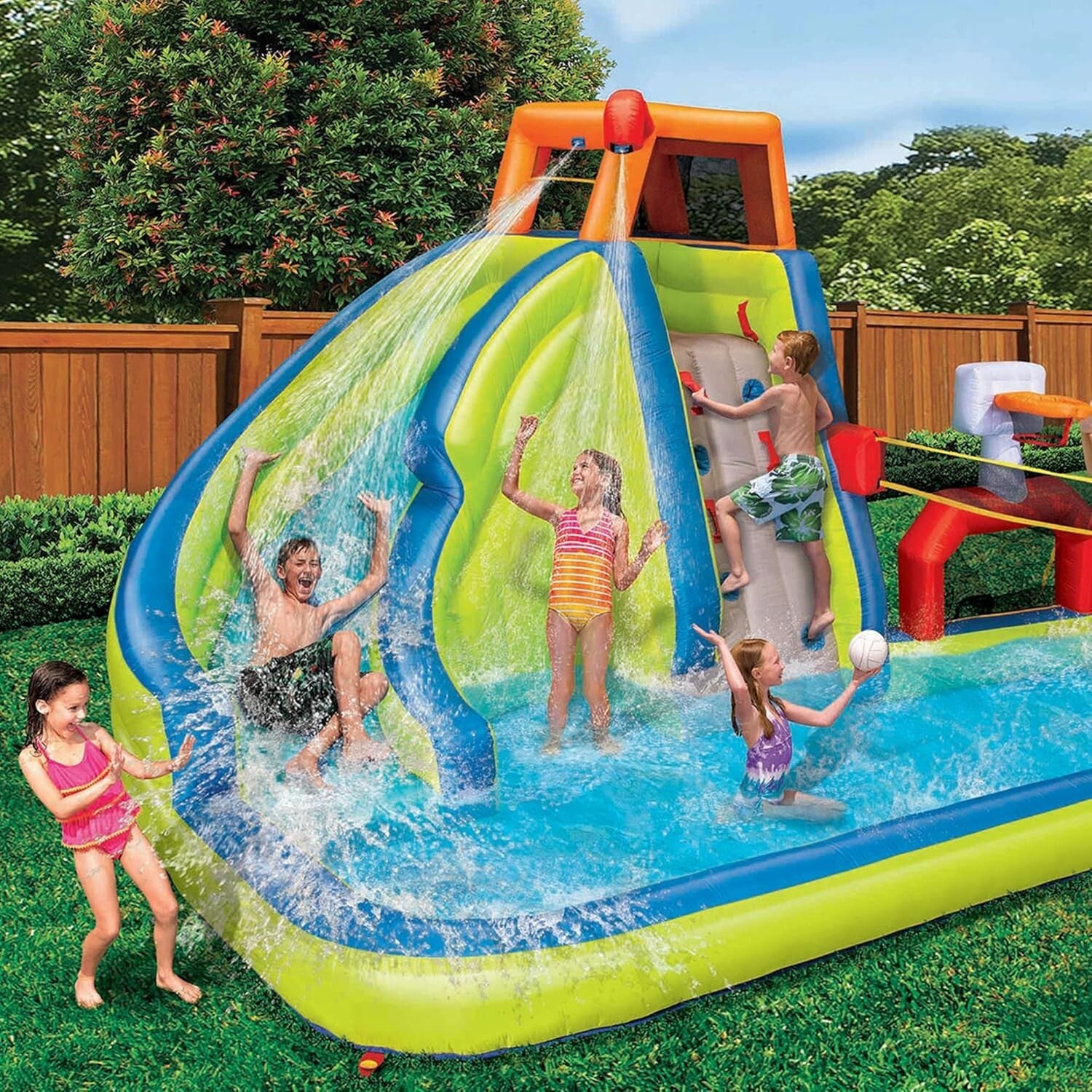 Aqua Sports 15' Inflatable Water Park with Climbing Wall & Sports Activities