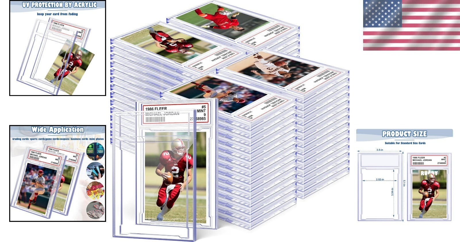 100 Pcs Modern Acrylic Trading Card Cases with Labels - Secure Storage Solution