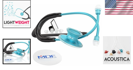 Acoustica Lightweight Dual Head Stethoscope for Doctors and Nurses - Aqua/Black