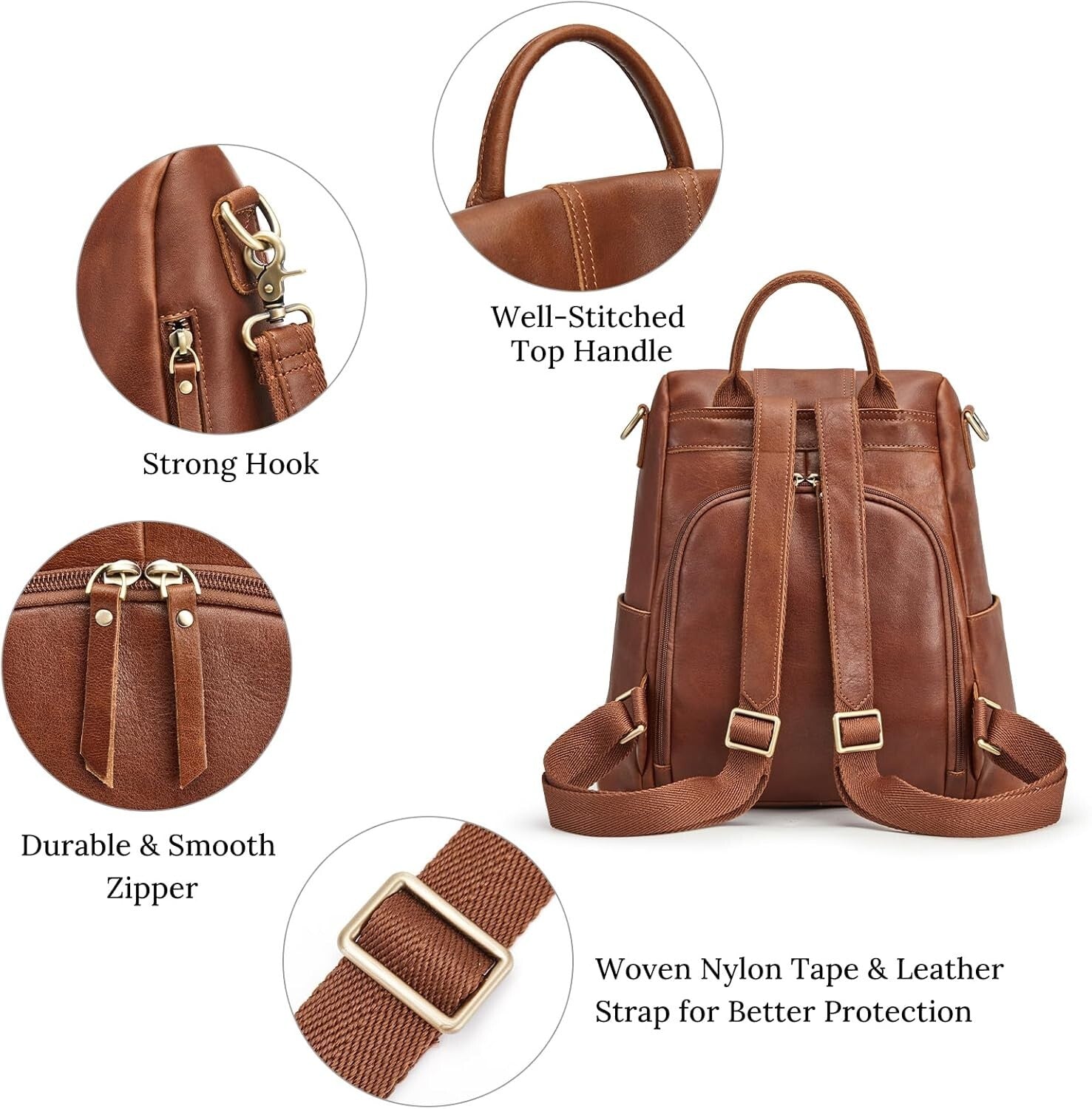 Fashionable Antitheft Leather Rucksack for Women | Perfect Travel Companion