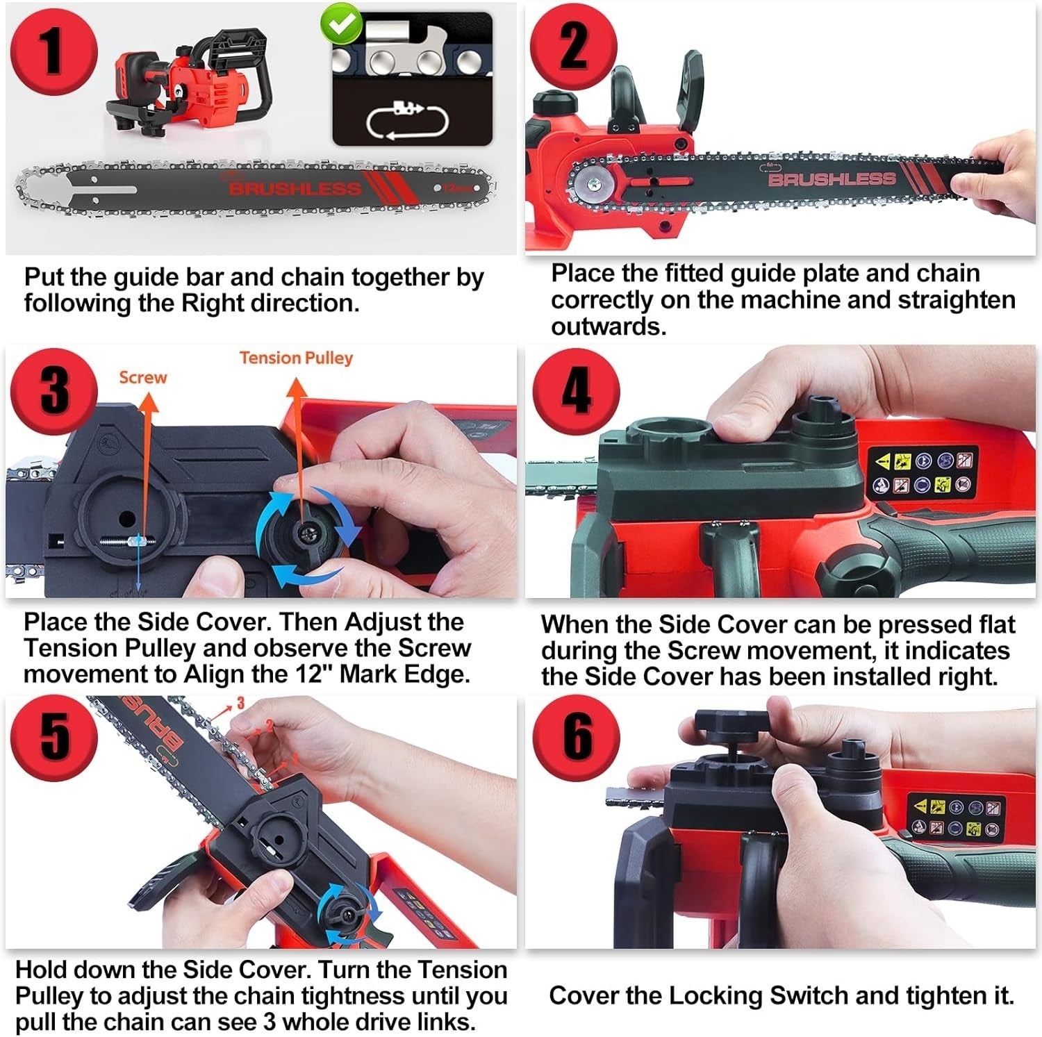 Effortless Trimming: 12-Inch Mini Chainsaw - Compatible with MWK 18V Batteries