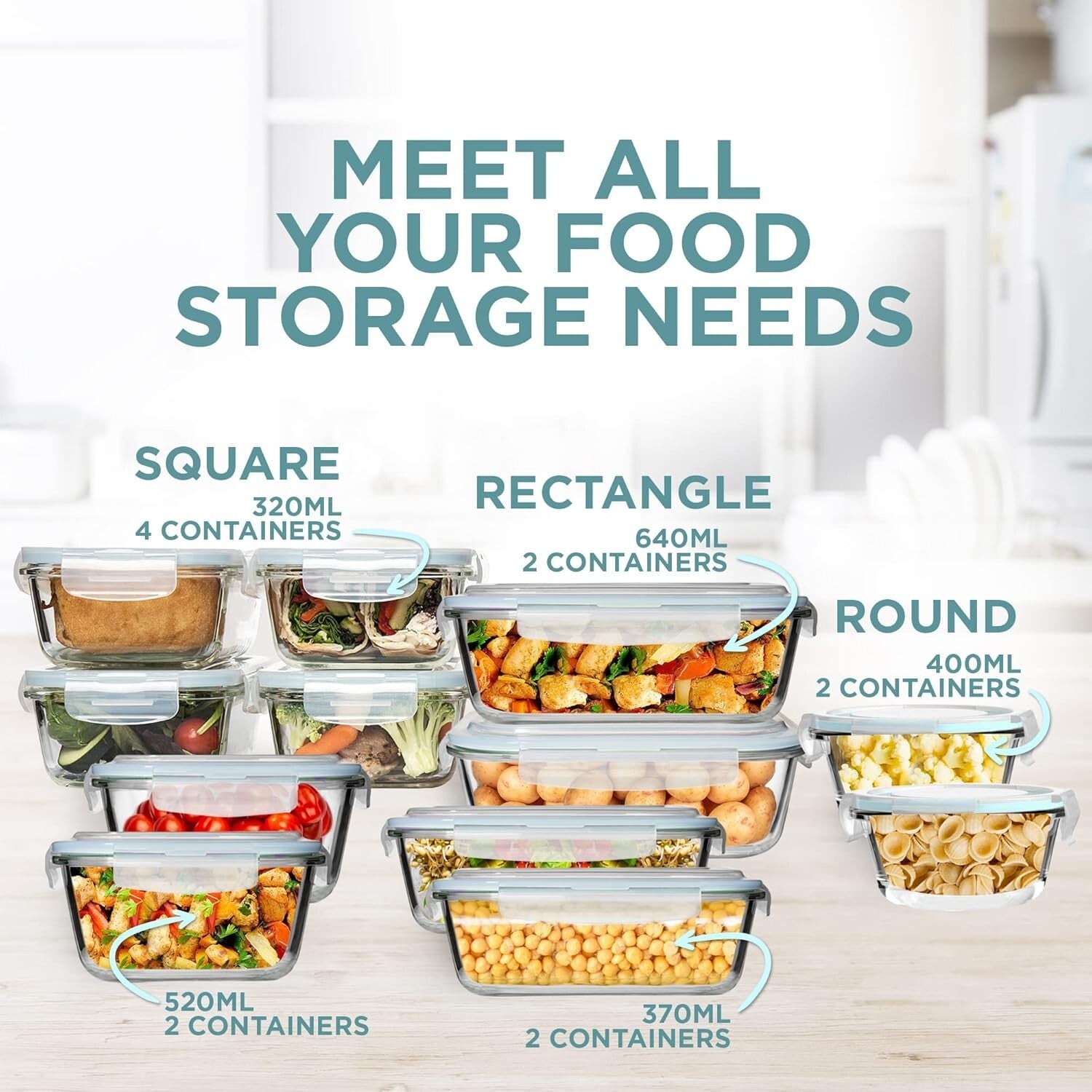 Versatile 24-Piece Glass Food Containers - Airtight, Dishwasher & Microwave Safe
