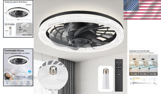 Dimmable LED Ceiling Fan with Memory Function - Perfect for Bedrooms & Kitchens