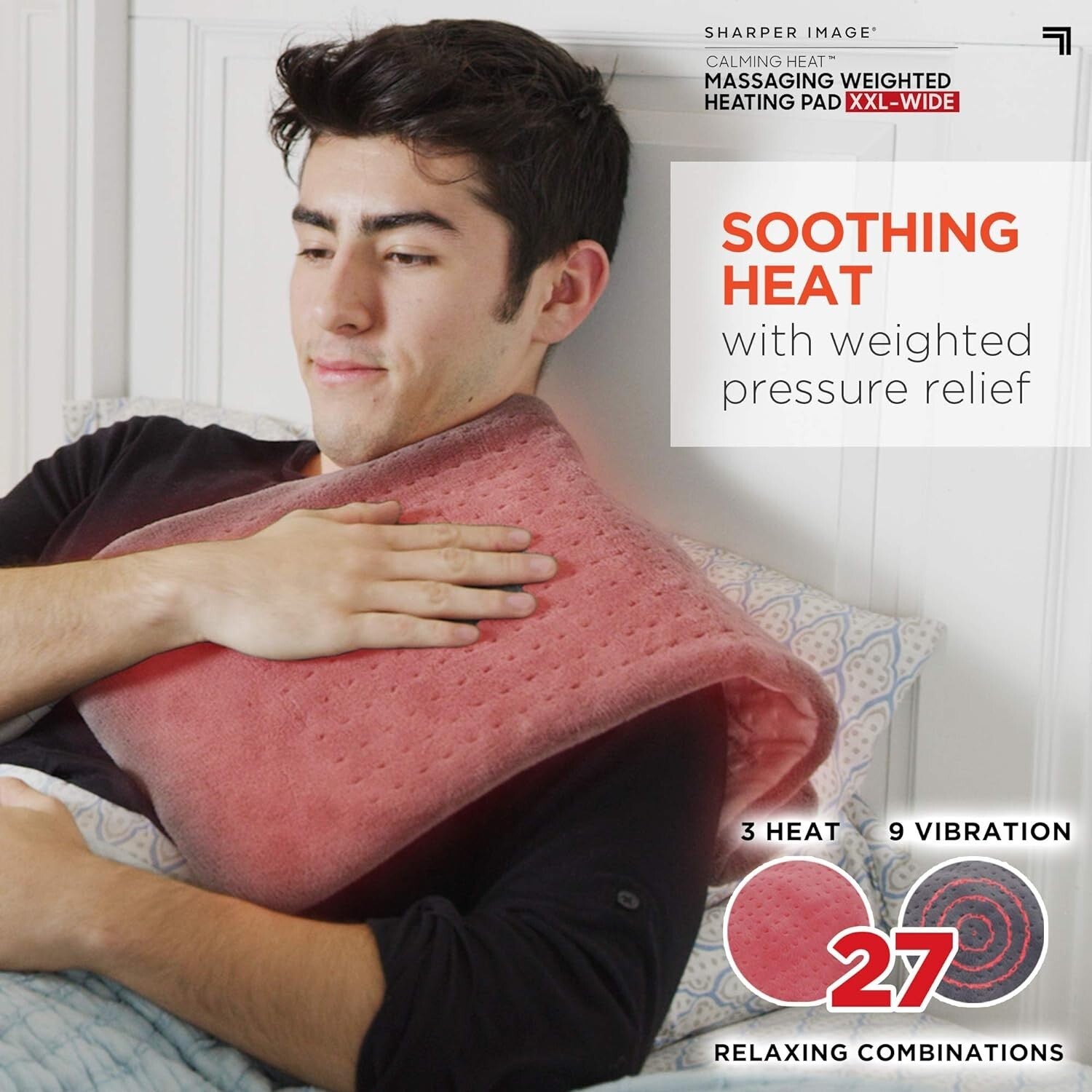 Calming Heat XXL-Wide Weighted Heating Pad - 27 Combinations for Blissful Relief