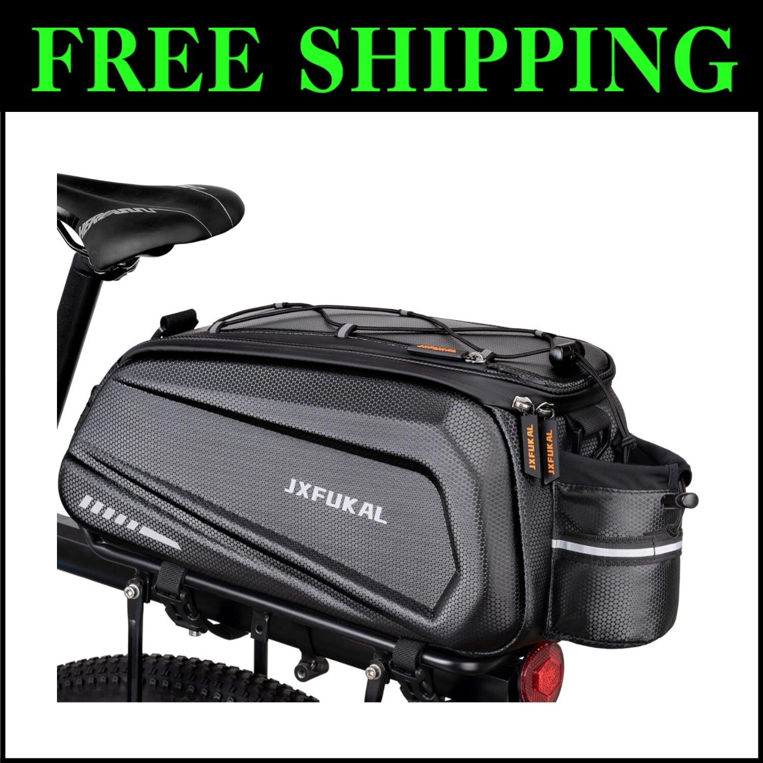 9.5L Bicycle Trunk Bag with Reflective Design & Rain Cover for Safe Commuting