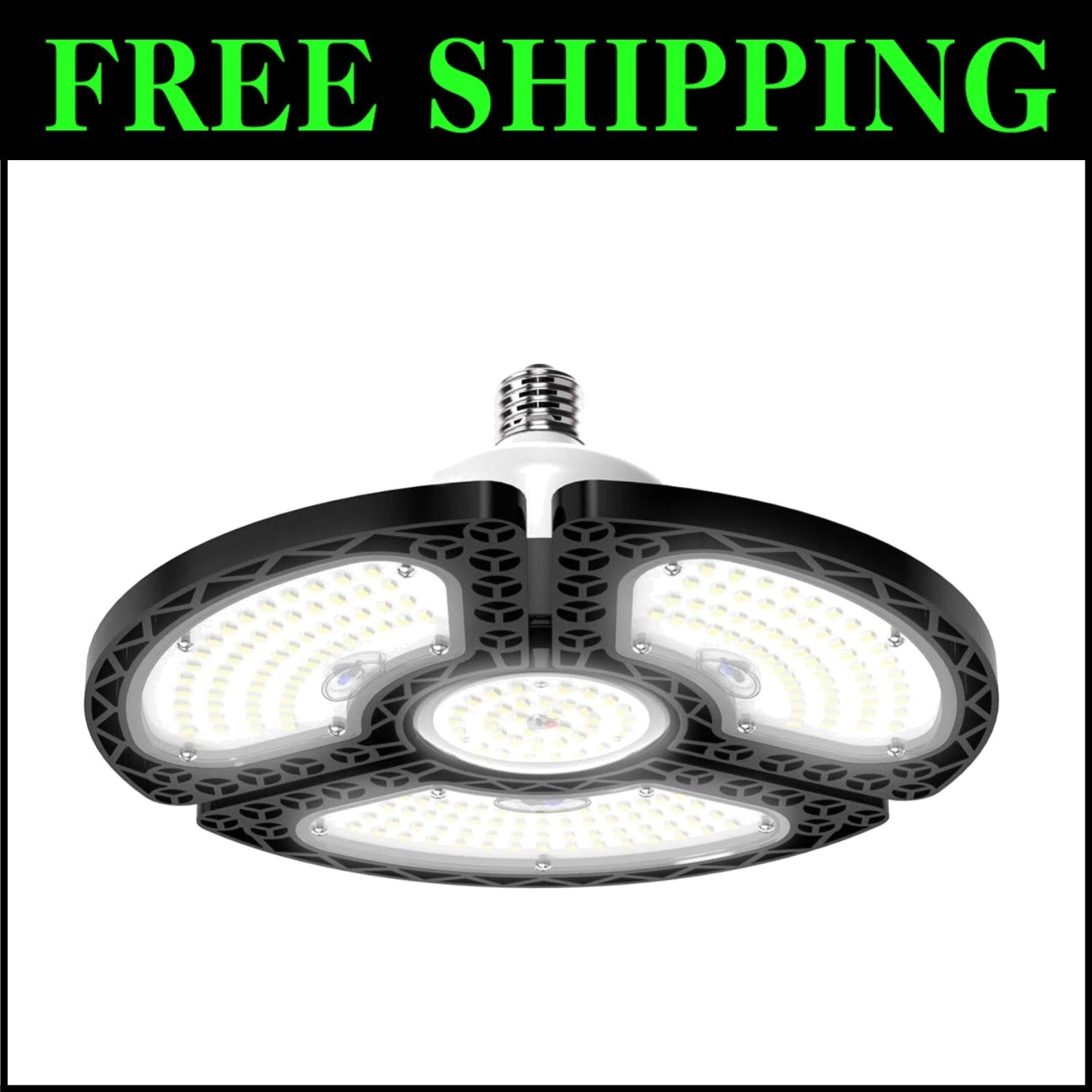 Energy-Efficient 80W LED Garage Light - 3 Adjustable Panels, 12000 Lumens