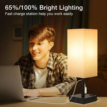 Load image into Gallery viewer, Compact Touch Nightstand Lamps Set with USB-C Ports &amp; AC Outlets - Modern Decor