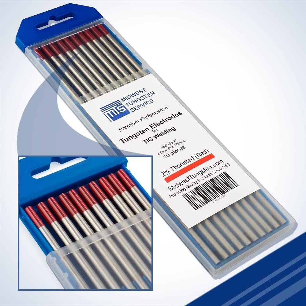 Premium 2% Thoriated Tungsten Electrodes - Ideal for All Skill Levels in Welding