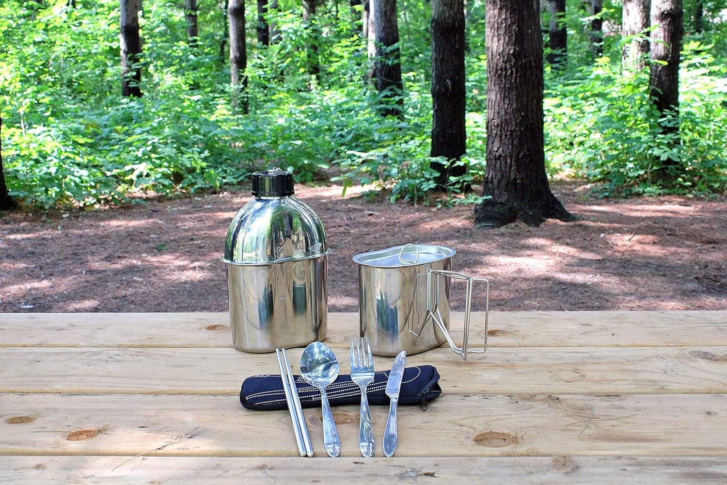 Compact and Durable Stainless Steel Cooking Set - Ideal for Survival Situations