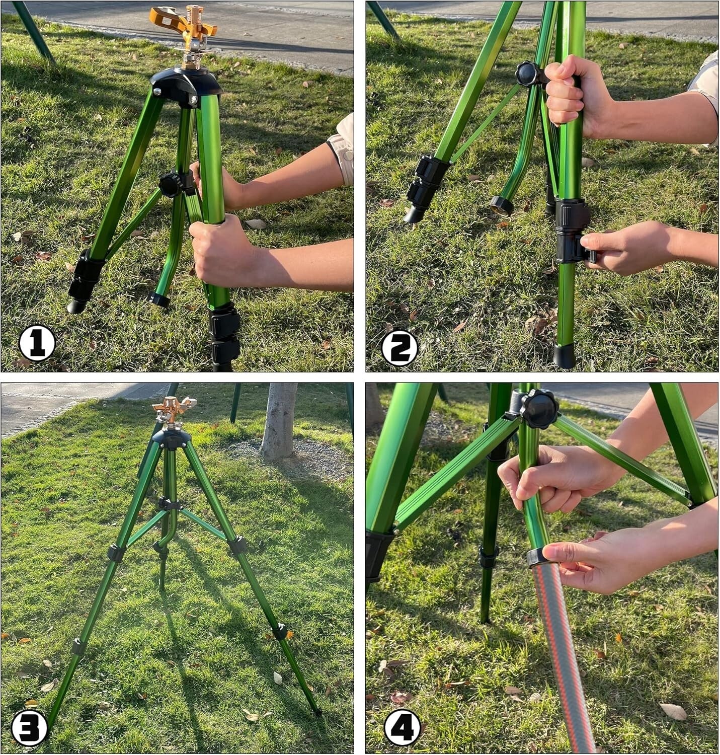 Effortless 360° Lawn Irrigation with Heavy-Duty Brass Tripod Sprinklers - 2 Pack