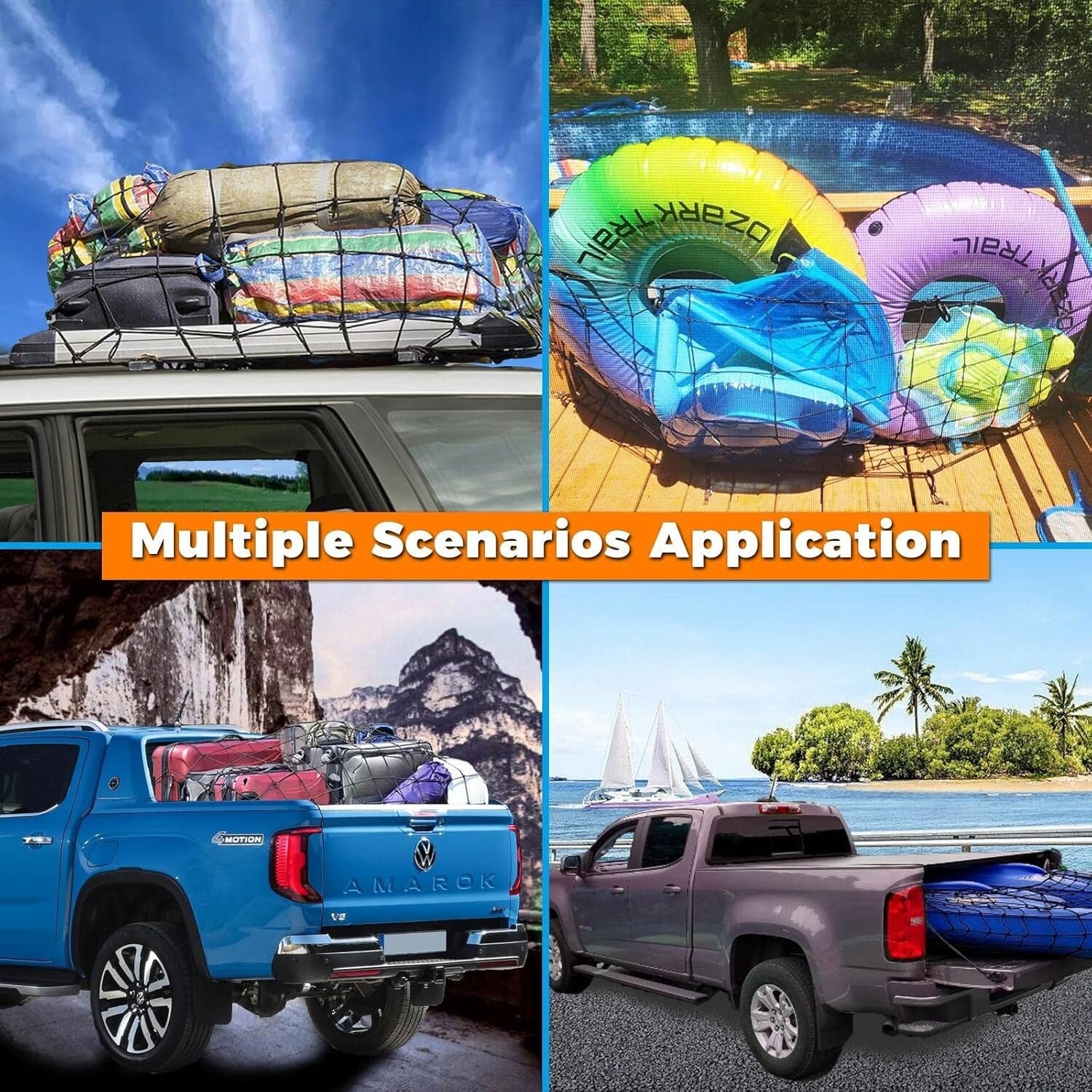 Durable 4'x6' Truck Bed Bungee Net - Perfect for Outdoor Adventures & Transport