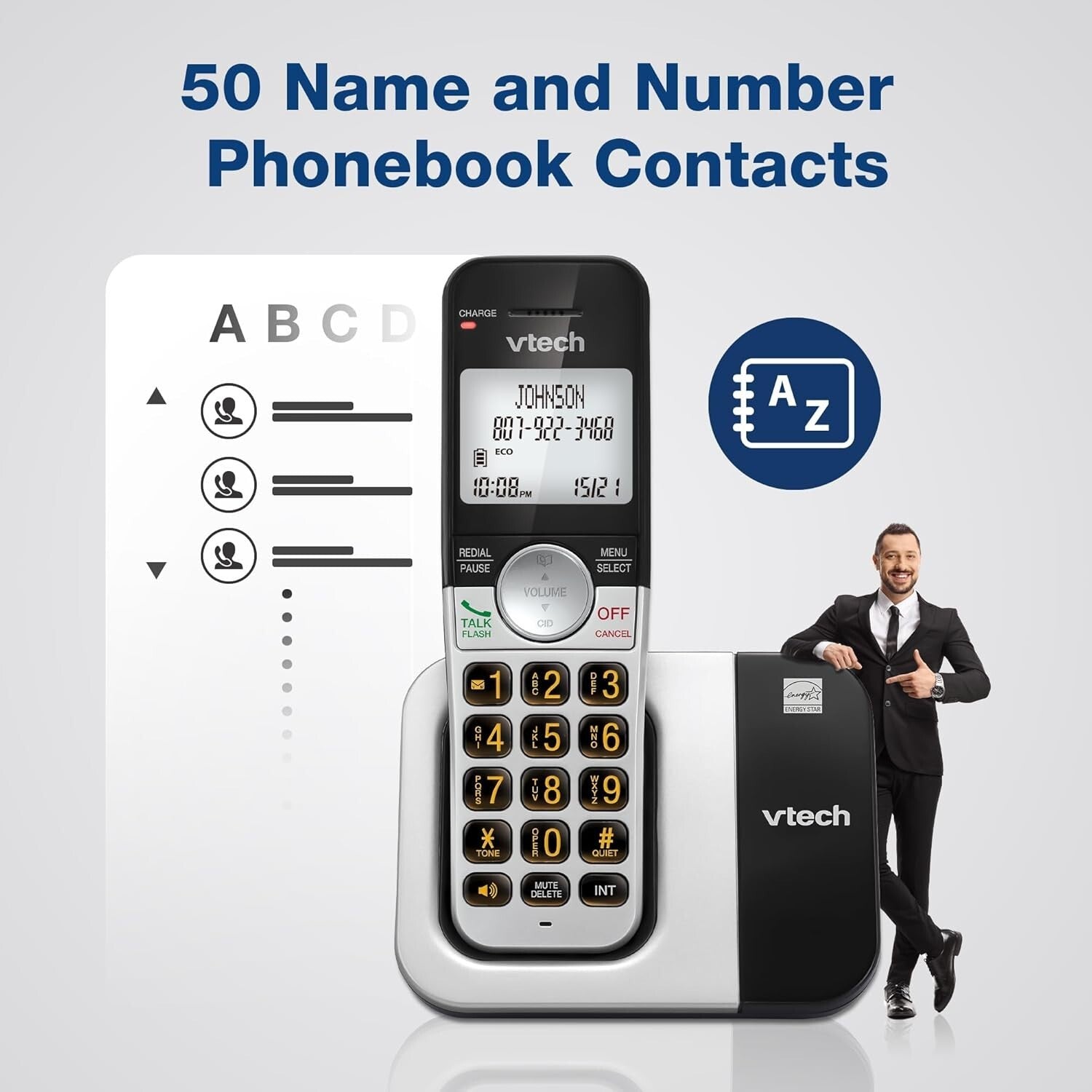 DECT 6.0 2-Handset Cordless Phone with Caller ID and Quiet Mode for Easy Use