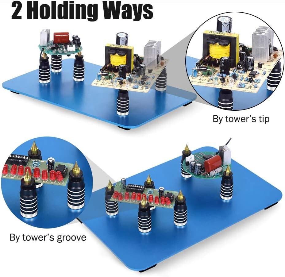 Durable ESD Safe Circuit Board Holder with 6 Metal Pillars for Exact Positioning