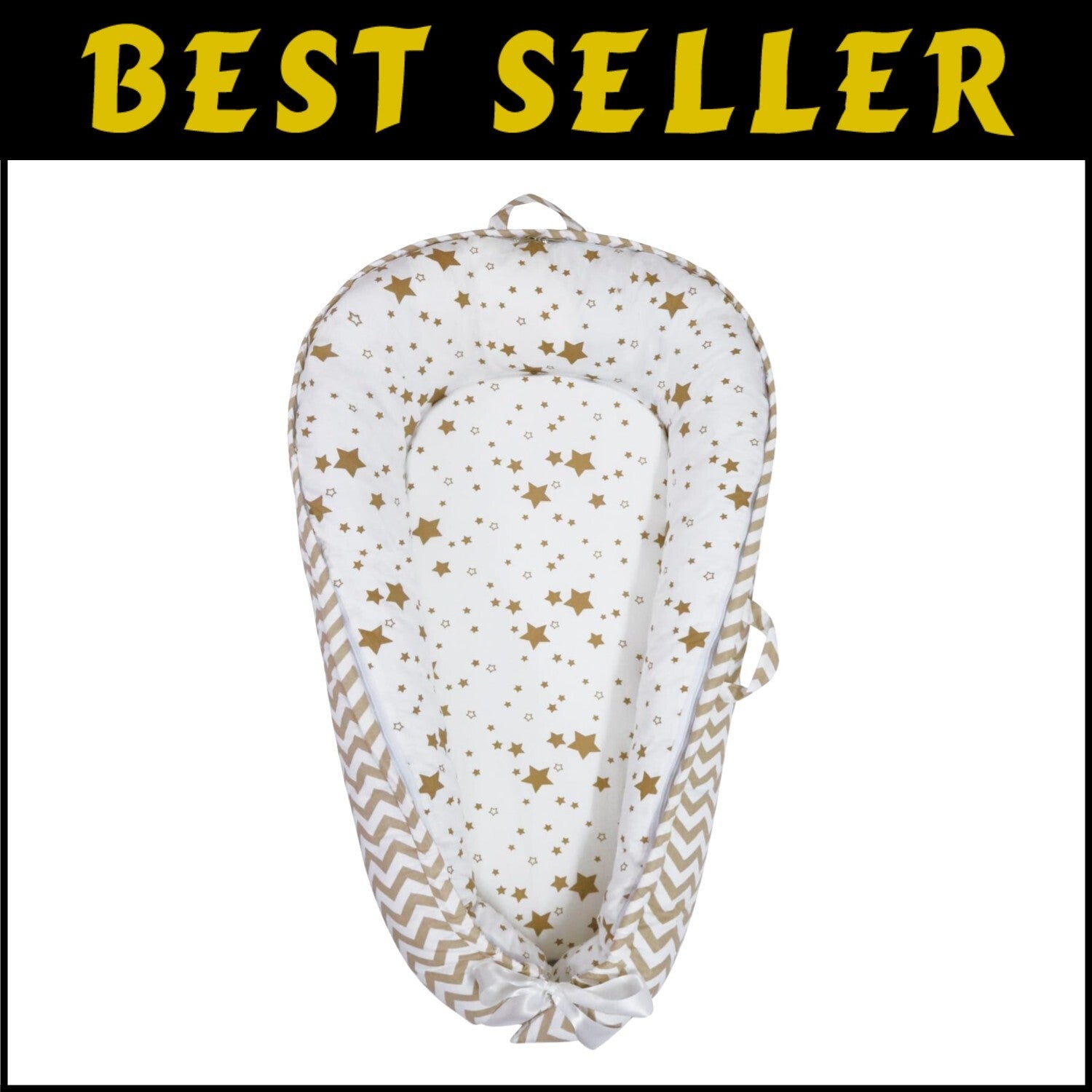 Organic Cotton Portable Baby Lounger with Reversible Design - Star Collection