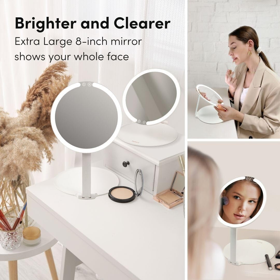 8" Foldable Makeup Mirror with LED Light - Perfect Travel Beauty Essential