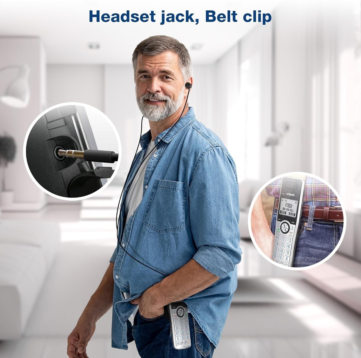 Long Range DECT 6.0 Cordless Phone with 5 Handsets & Bluetooth - 2300 Ft Range