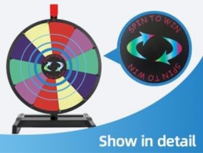 Vibrant 15" Tabletop Prize Wheel with Slip-Resistant Base & Erasable Surface