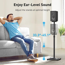 Load image into Gallery viewer, Pair of Adjustable Speaker Stands for Satellite &amp; Bookshelf Speakers, 11LBS