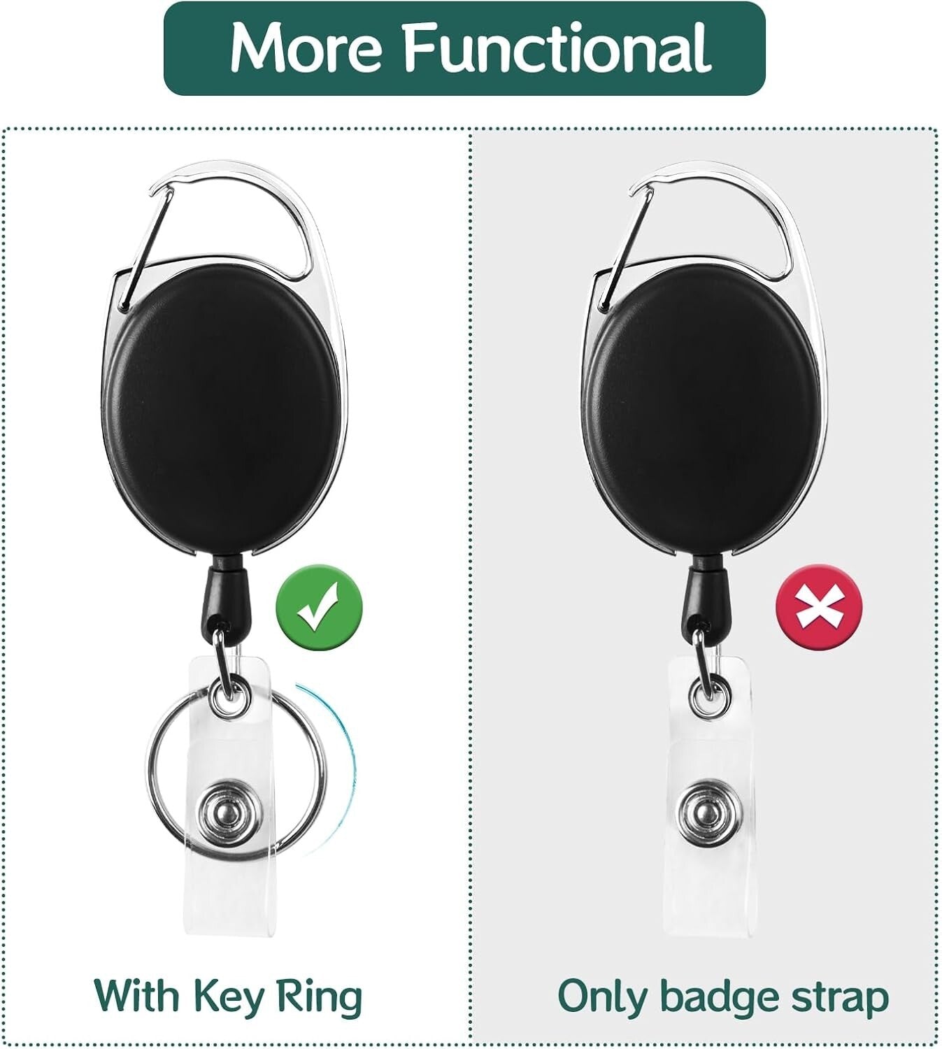 Versatile 50Pcs Badge Reels with Heavy-Duty Clips & 26-Inch Retractable Cord