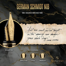 Load image into Gallery viewer, Schmidt 18K Nib Broad Fountain Pen in Black with Gold Trim - Write with Elegance