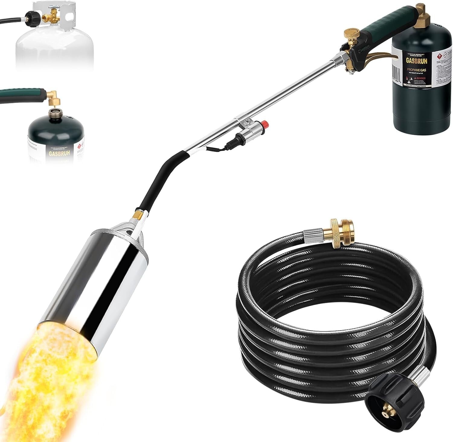 1,200,000 BTU Propane Weed Torch Kit with 30-Inch Flame for Eco-Friendly Weeding