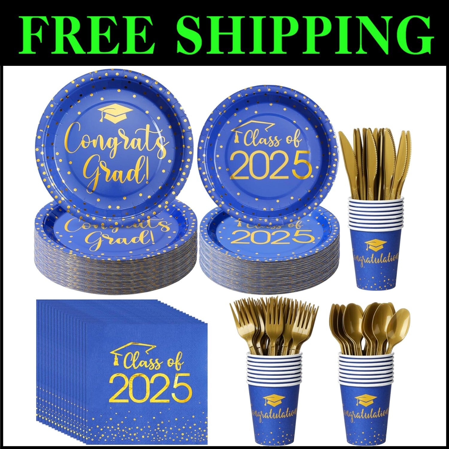 Luxurious Disposable Graduation Tableware Set: 700pcs for Class of 2025 Events