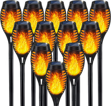 Load image into Gallery viewer, 12-Pack Solar Flame Torch Lights - Waterproof Outdoor Decor for Patio &amp; Garden