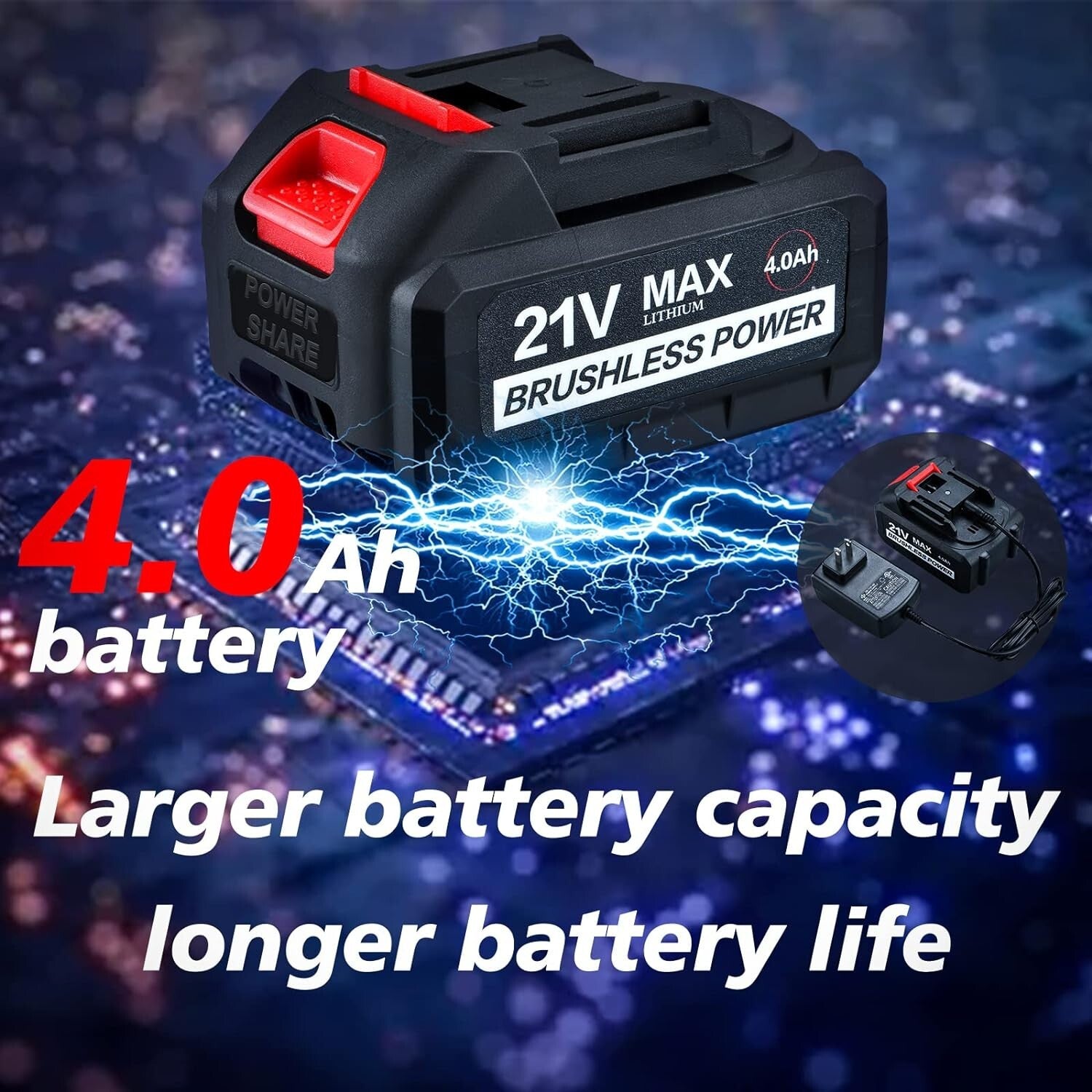 Ergonomic Cordless Impact Wrench - 400N.m Torque with 6 Sockets & Tool Bag