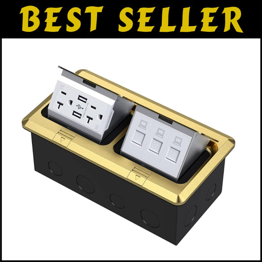 Modern Dual Pop-Up Electrical Outlet with Waterproof Design & USB Ports in Brass