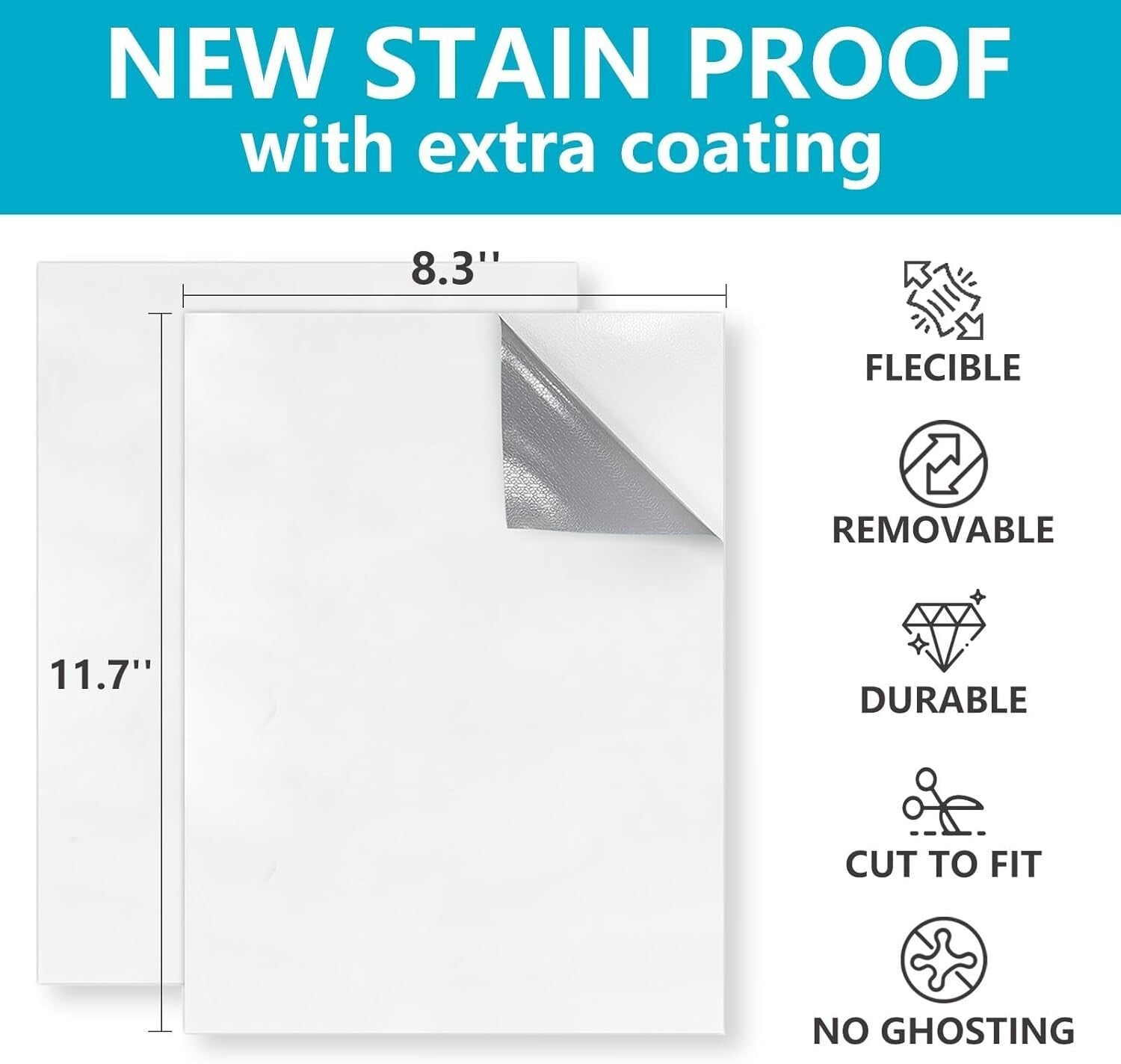 8.3''x11.7'' Dry Erase Stickers - Versatile Vinyl Sheets for Walls, Desks & More