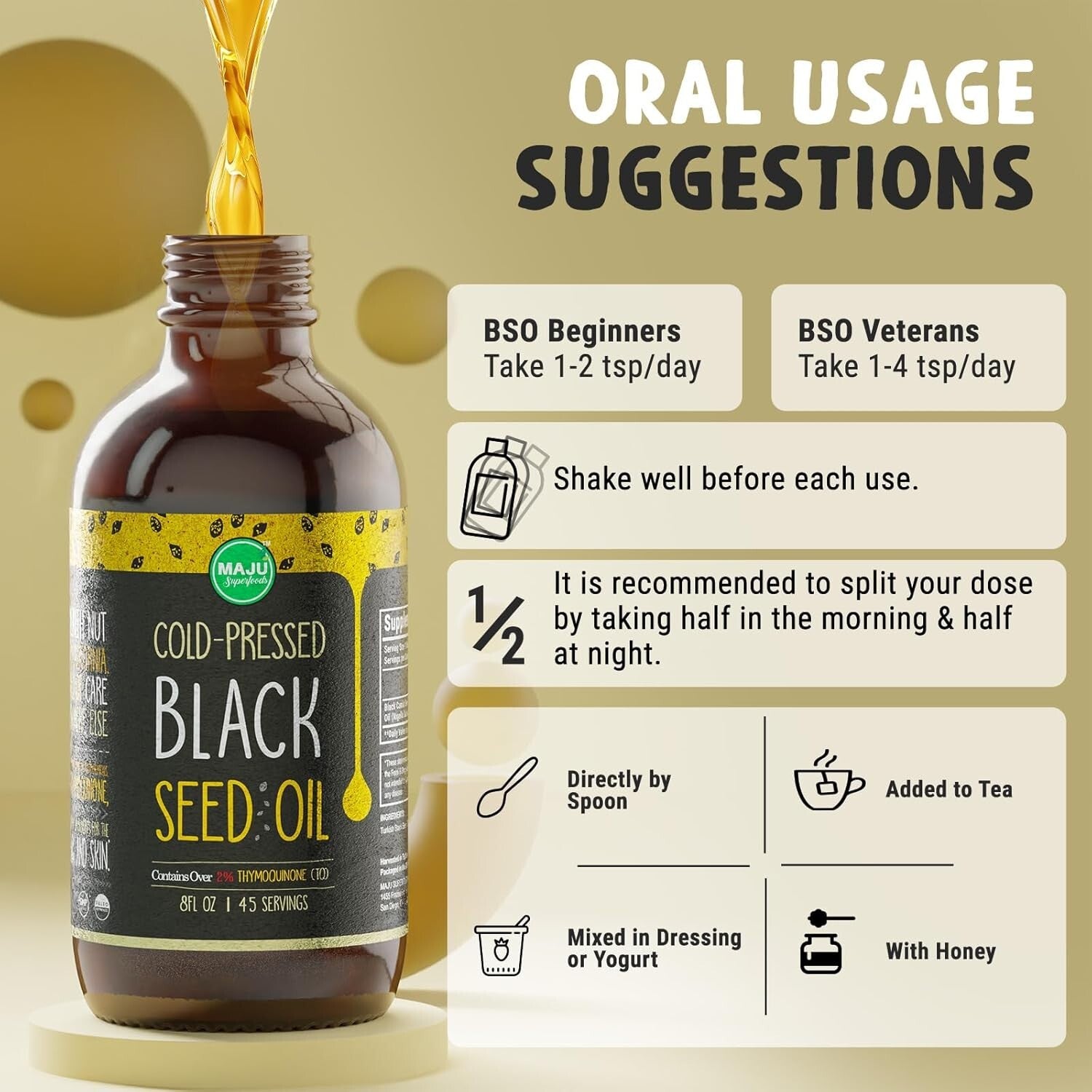 Maju 8 Oz Black Seed Oil - Cold-Pressed, Antioxidant-Rich Natural Health Oil