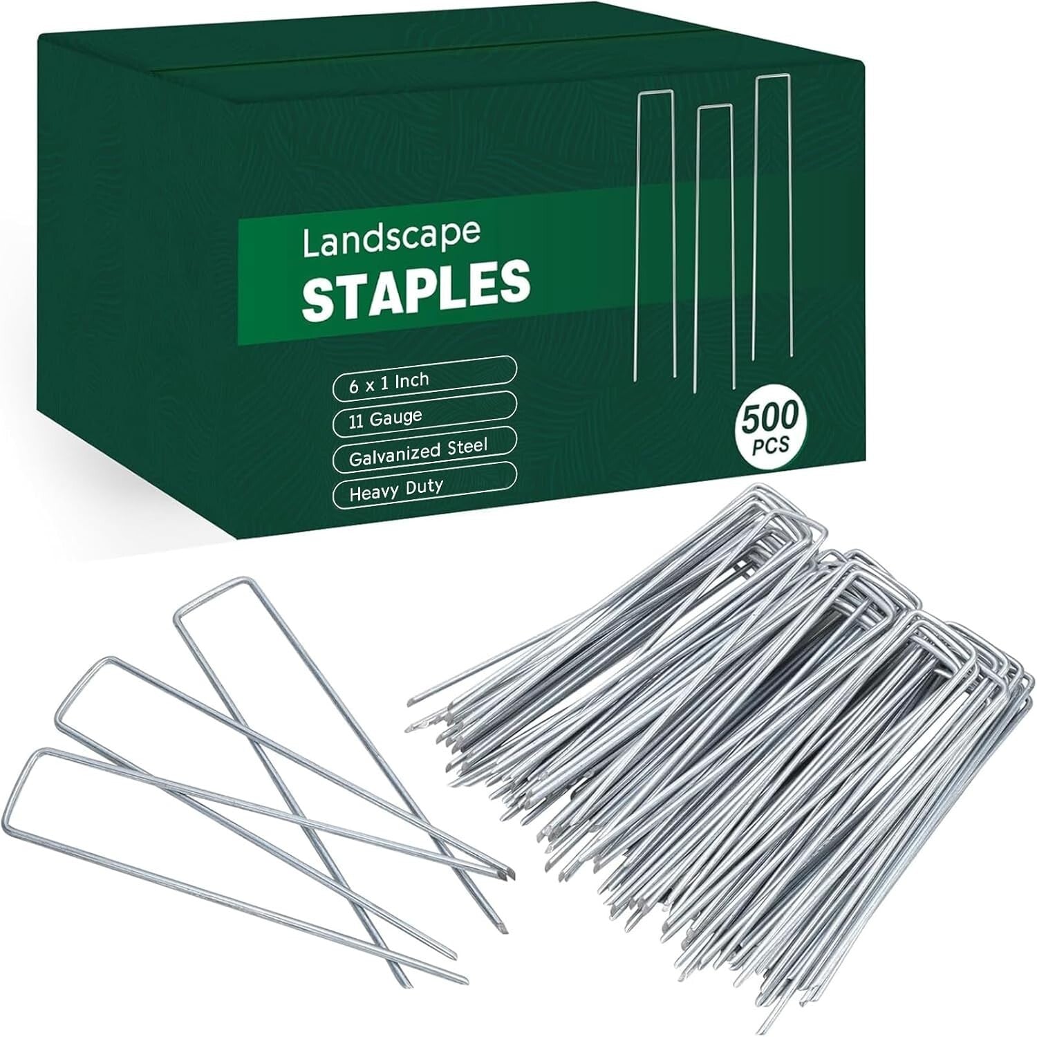 500 Galvanized Landscape Pins, 6 Inch Heavy-Duty Stakes for Efficient Gardening