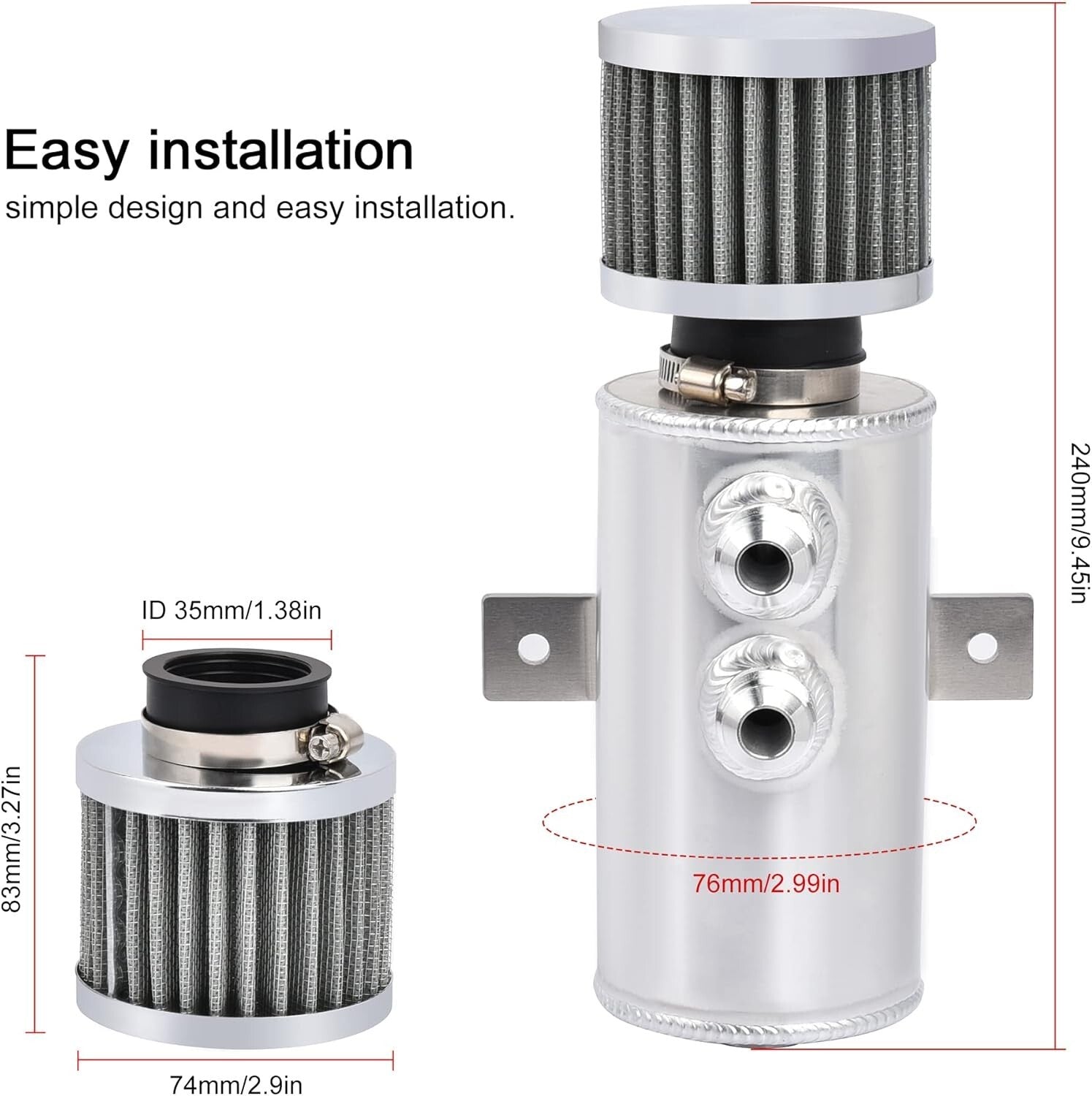 Compact 750ML Universal Oil Catch Can with Drain Valve for Performance Cars