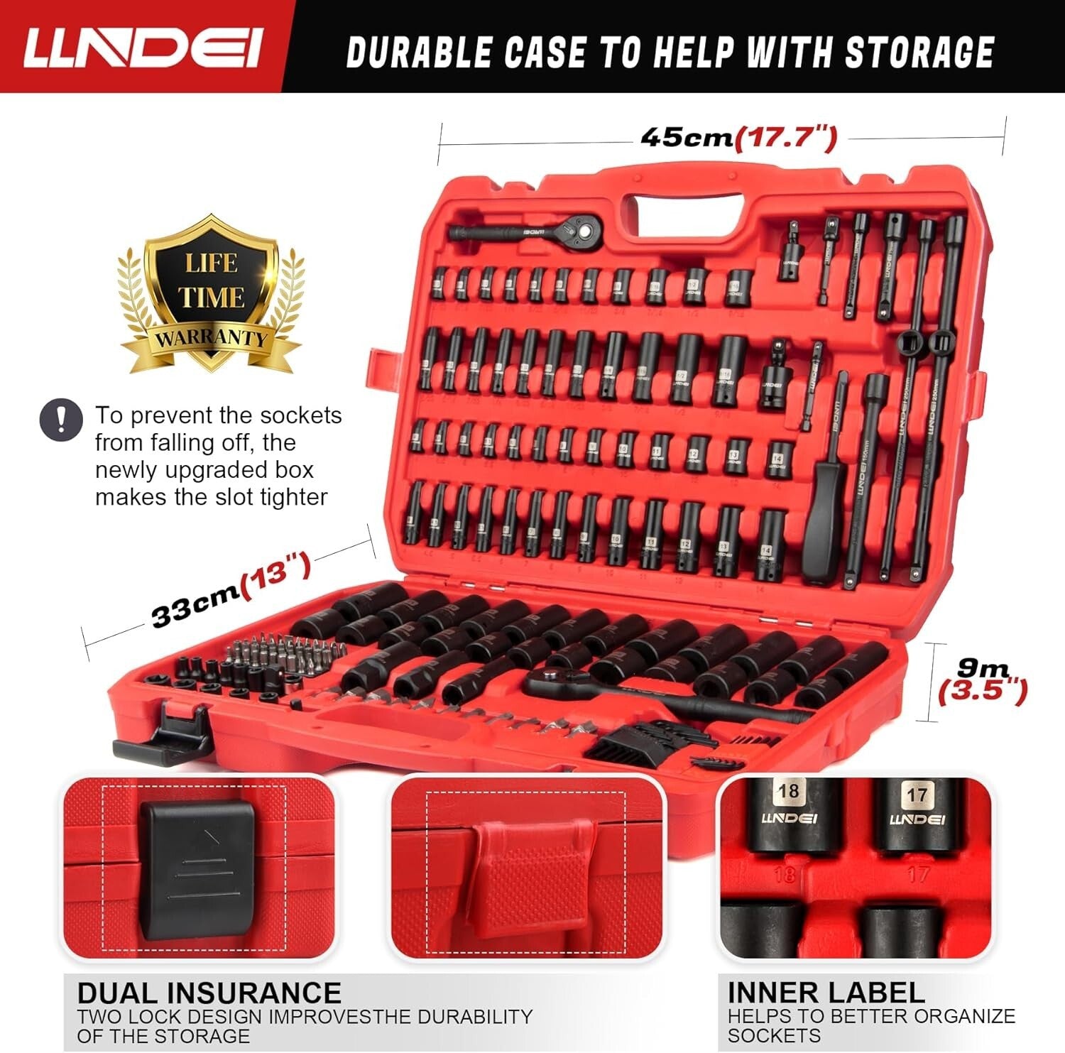 Durable Impact Socket Tool Set - 186 Pieces with Ratchet Wrench & Extension Bars