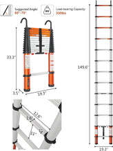 Load image into Gallery viewer, Portable 12.5 FT Aluminum Ladder with Safety Features - Perfect for Home and DIY