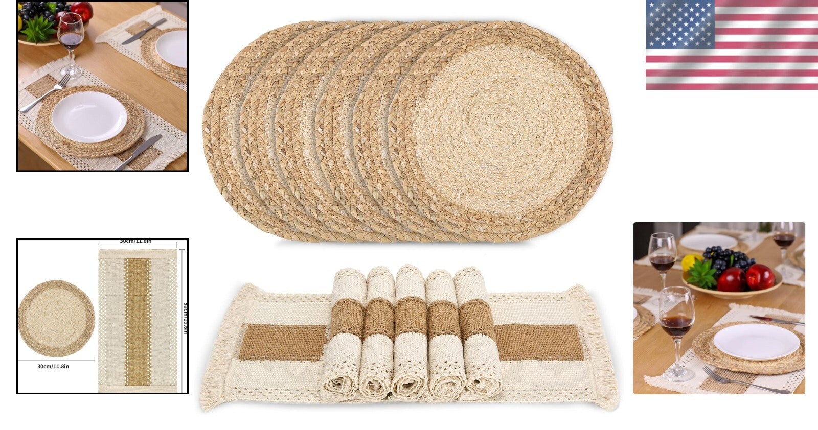 Exquisite 12-Piece Boho Placemat Set - Heat Resistant & Durable Design
