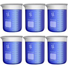 Load image into Gallery viewer, Pack of 6 Borosilicate 3.3 Graduated 1000ml Beakers for Accurate Measurements