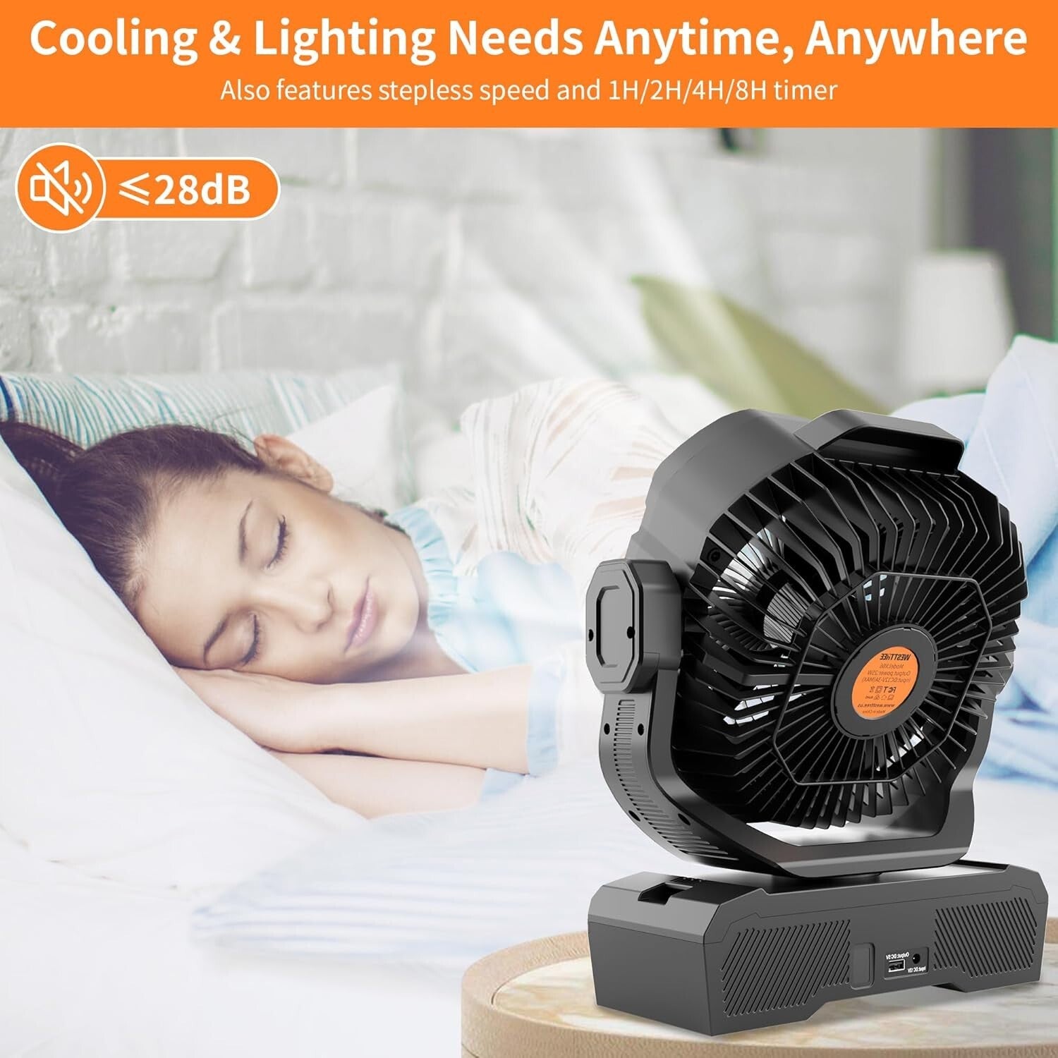 Portable 45000mAh Rechargeable Fan with Touch Control & Oscillation for Outdoors