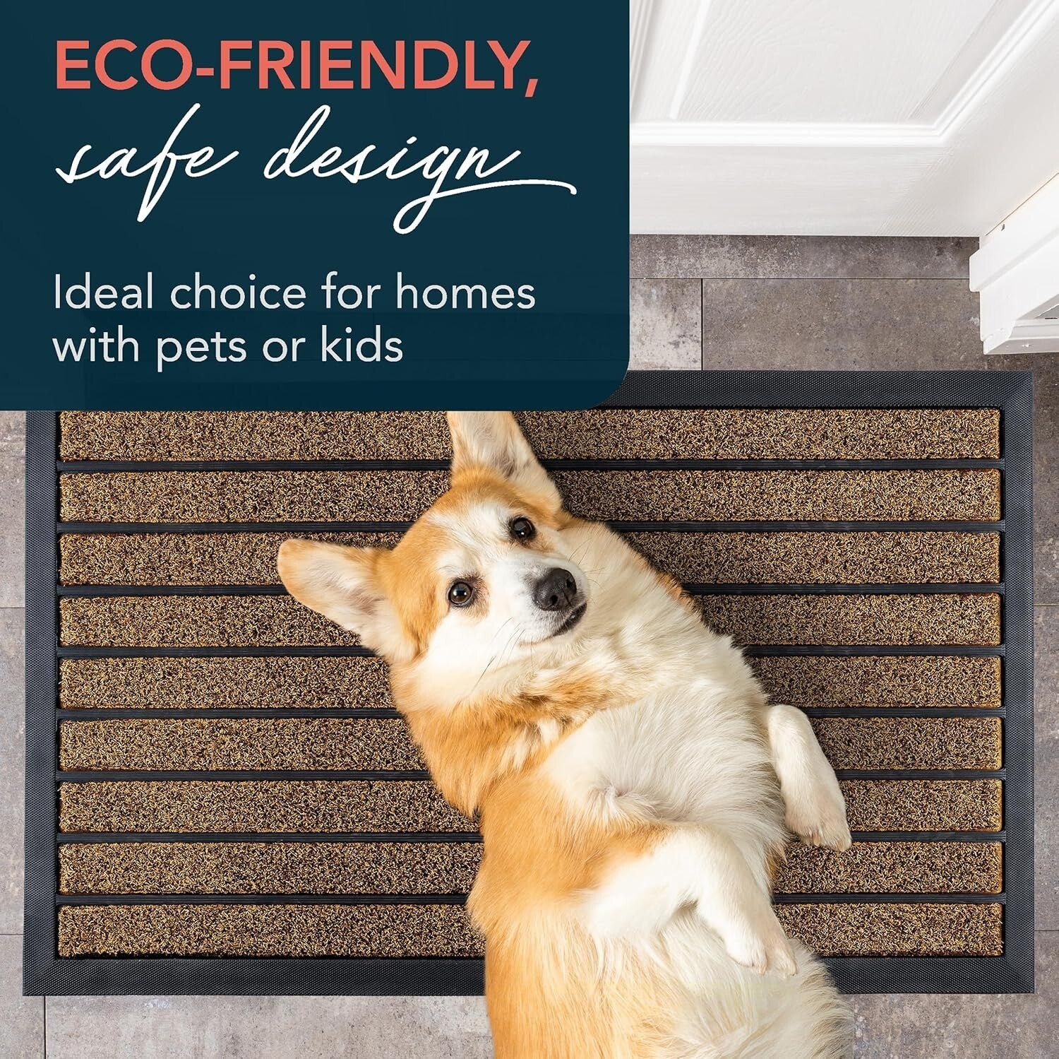Moisture Resistant & Easy-Clean 32" x 20" Outdoor Entrance Mat – Modern Striped