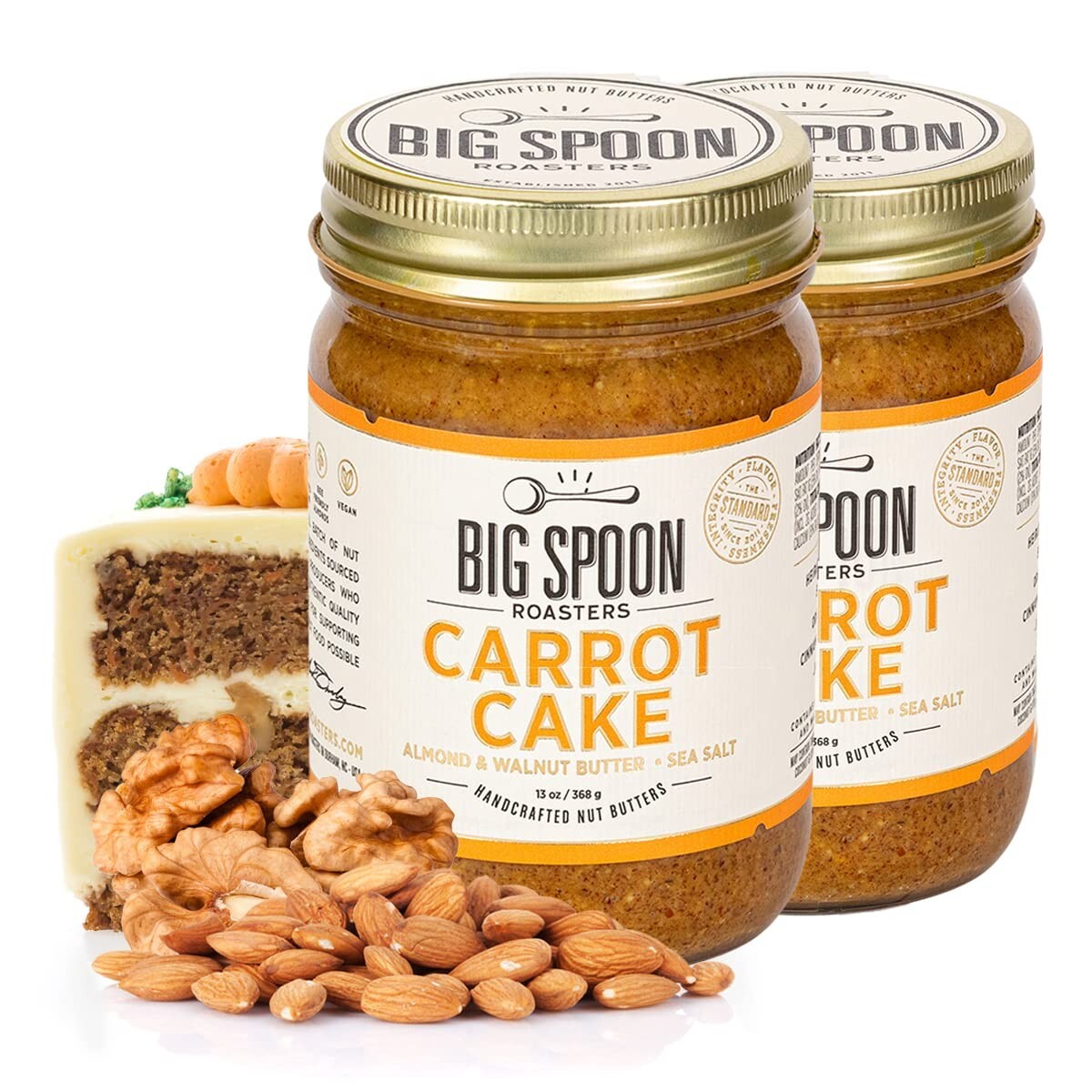 Crunchy Carrot Cake Almond Butter with Sea Salt - Vegan, Low Sugar Treat (26 oz)
