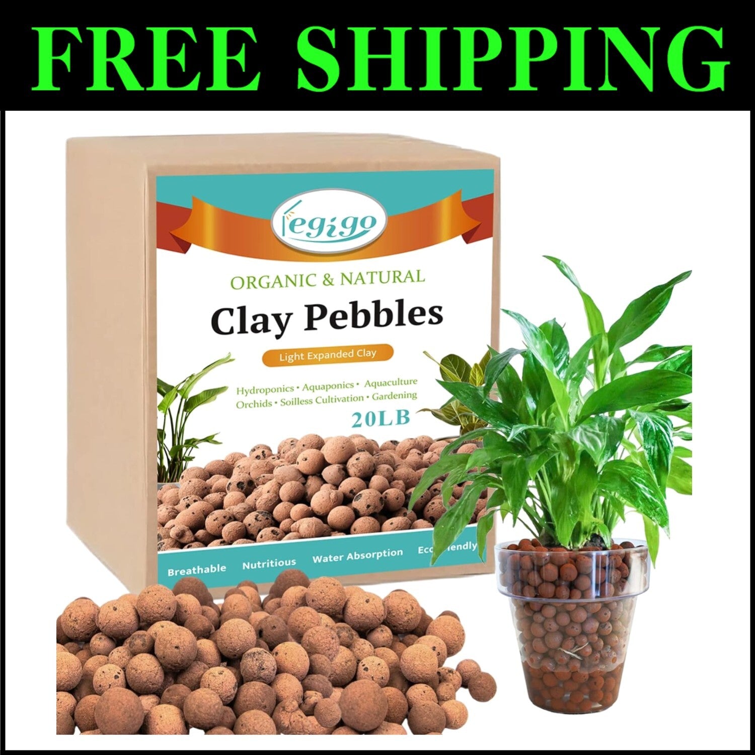 Versatile Organic Expanded Clay Aggregate for Enhanced Plant Growth & Fertility