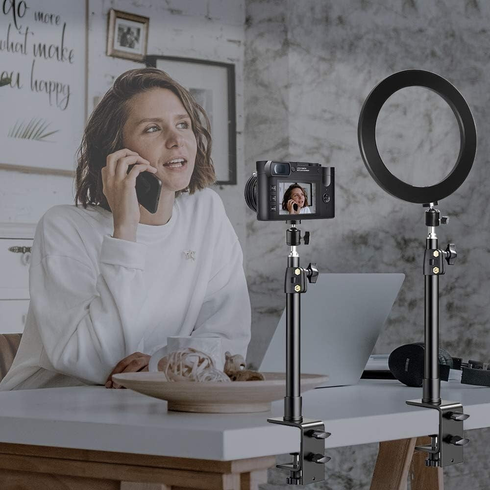 2-Pack Adjustable Desk Mount Stand with 360° Ball Head for Cameras & Lights