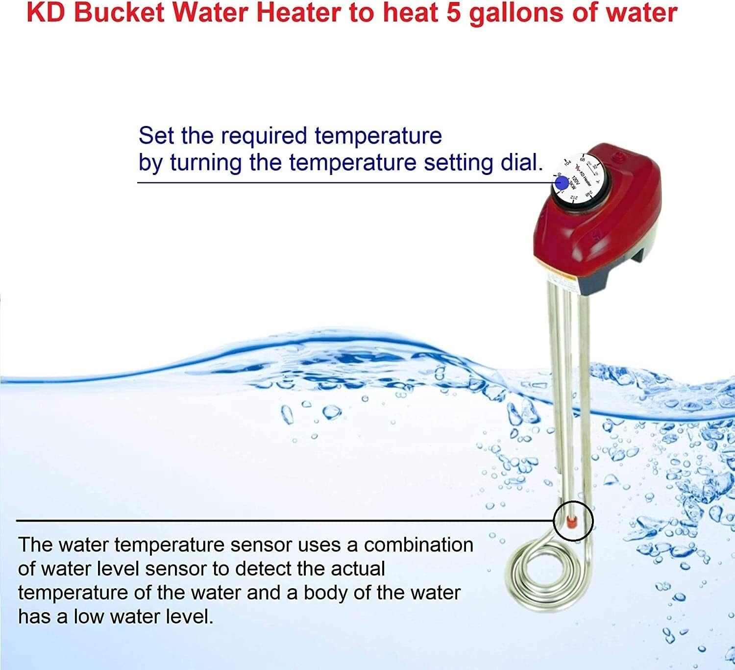 Heavy-Duty 1600W Immersion Heater with Safety Features & User-Friendly Design