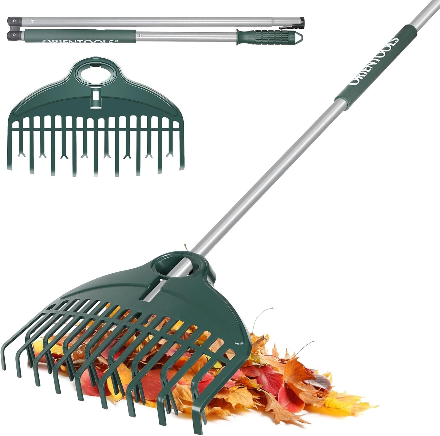 Compact Foldable Garden Rake with Ergonomic Handle - Effortless Leaf Cleanup