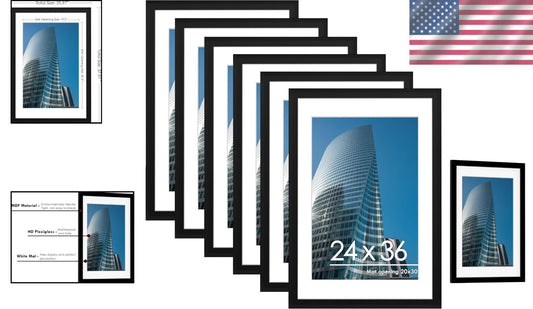 Quality 24x36 Poster Frame Set - 6 Black Frames with Easy Wall Mounting