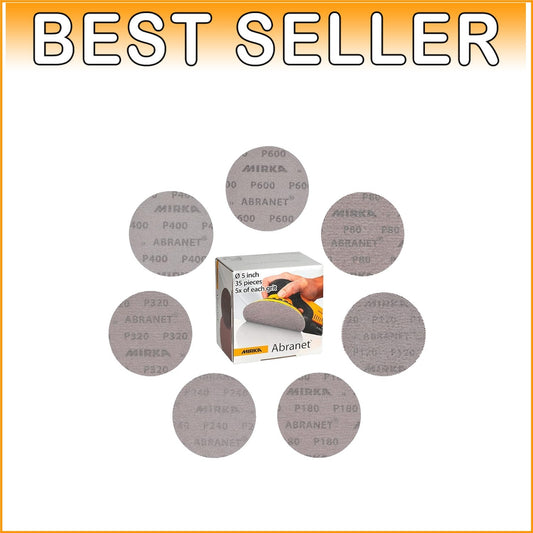 Abranet 5-Inch Mix-Pack Sanding Discs - 35 Pieces, Hook & Loop, Dust-Free