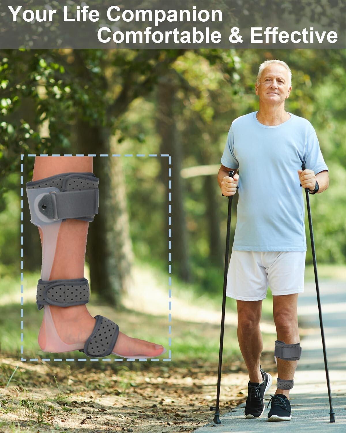 Durable AFO Ankle Foot Orthosis - Adjustable X-Large Drop Foot Support Brace