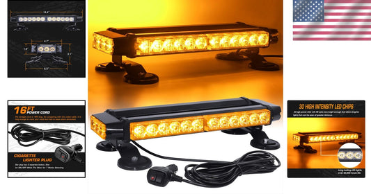 Weatherproof Magnetic Base LED Strobe Light - 30 LEDs for Enhanced Visibility