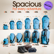 Load image into Gallery viewer, Compact Waterproof Dry Bag with Adjustable Straps &amp; Phone Case, Light Blue