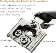 Load image into Gallery viewer, 30 Pack Soft Close Hinges 1/2 Inch Overlay Satin Nickel - Heavy Duty Cabinets